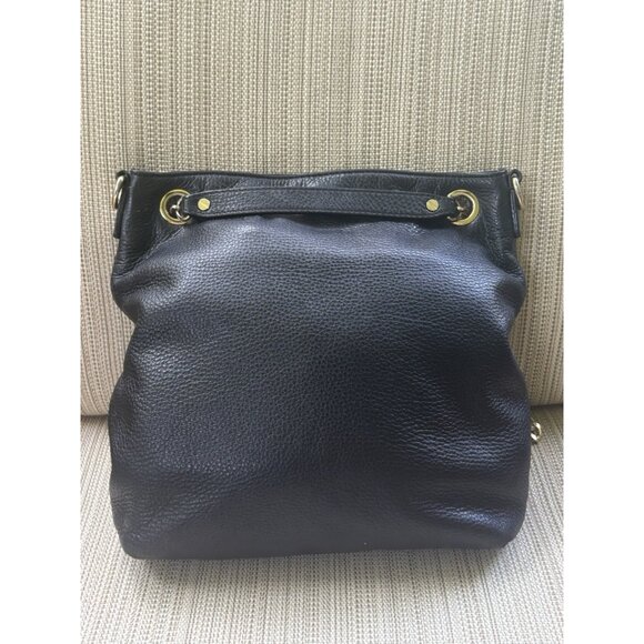 Michael Kors Black Pebbled Leather Gold Chain Shoulder Handbag Purse Satchel - Picture 2 of 13